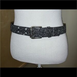 Vintage Chunky Glitter Belt with Heart Shaped Holes